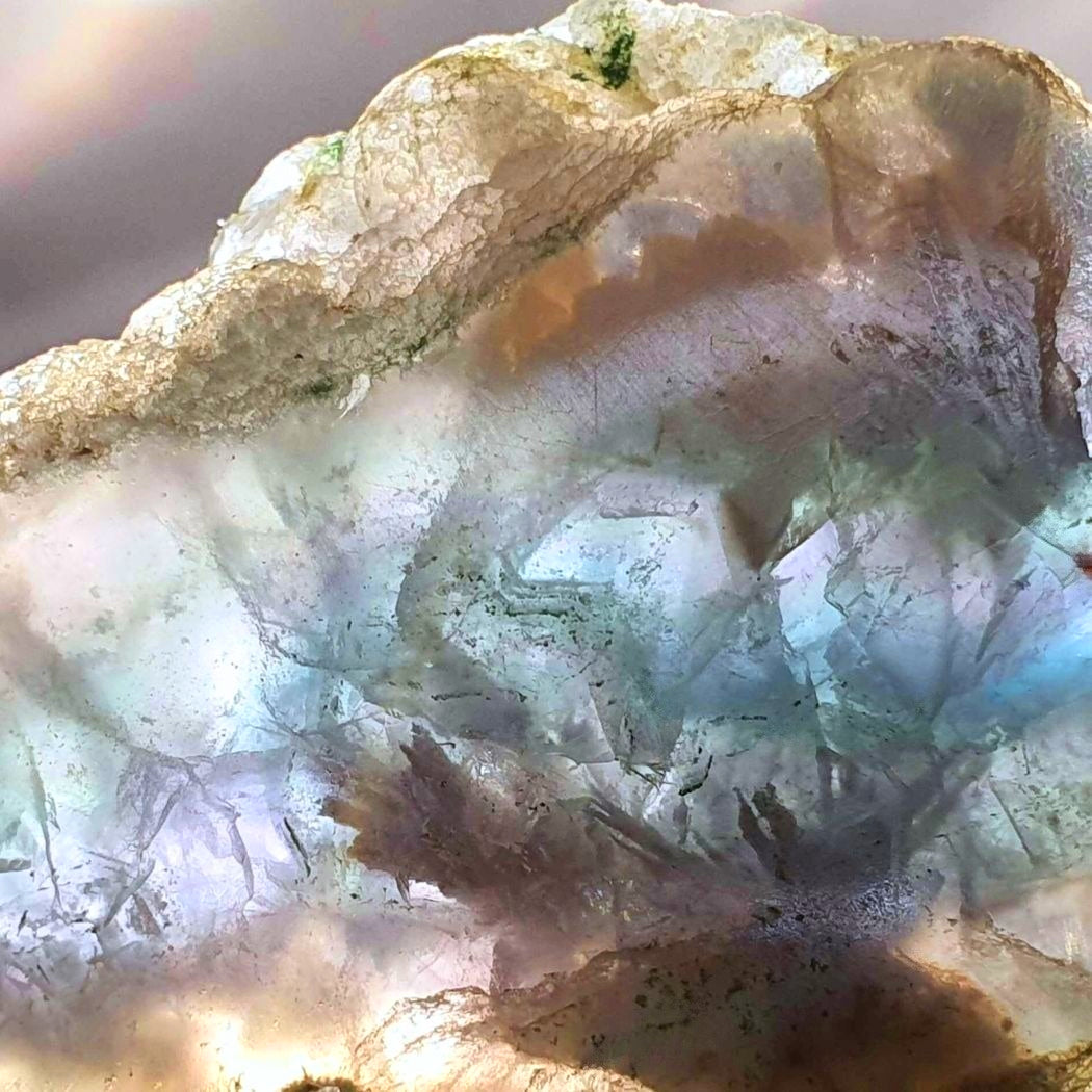 Feather Fluorite with Scolecite Slab - includes stand