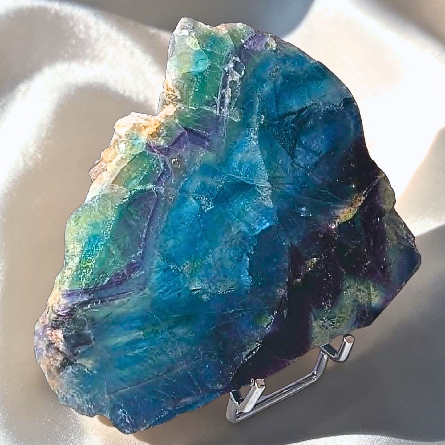 Blue Rainbow Fluorite Slab - Stand Included - 226g