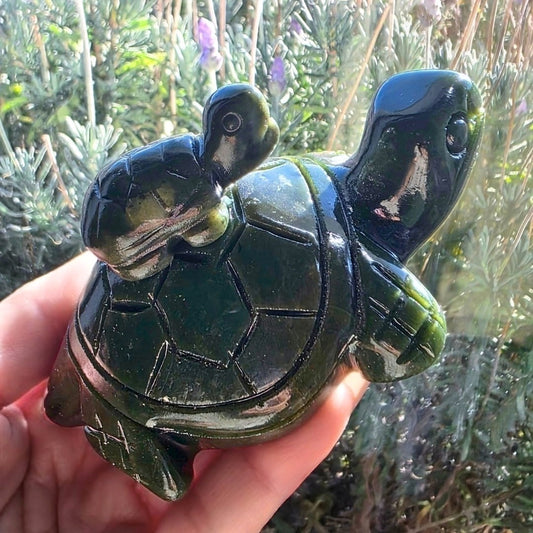 Serpentine Crystal Hand-Carved Turtles - 228g