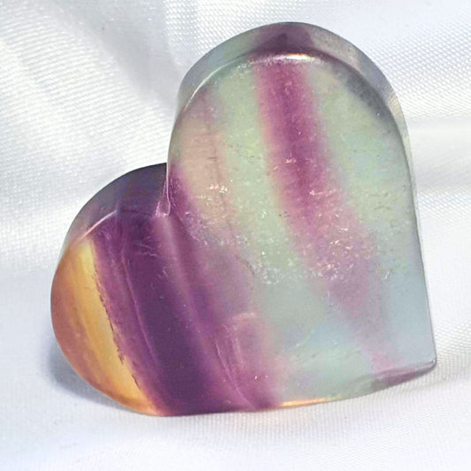 Rainbow Fluorite Heart Carving