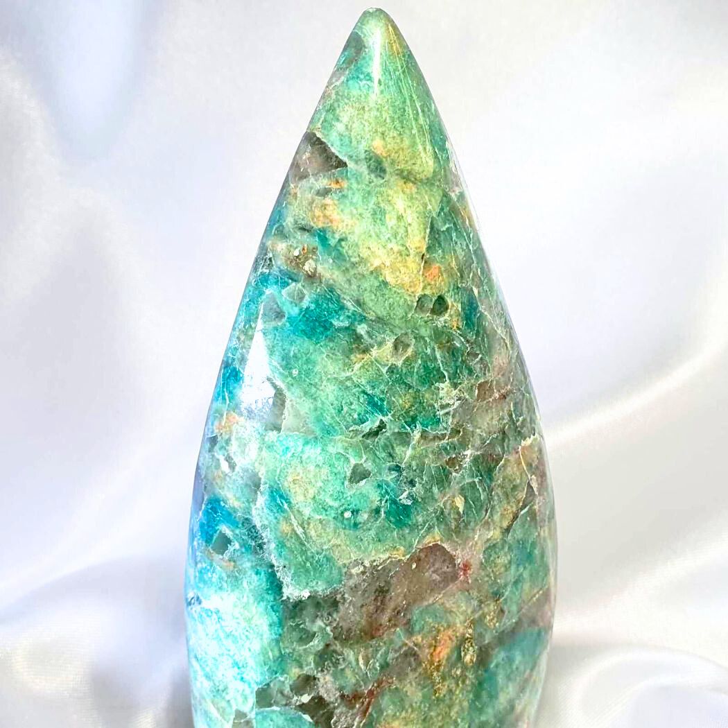 Large Amazonite & Smoky Quartz Free Form with Cats Eye Flash - 280g