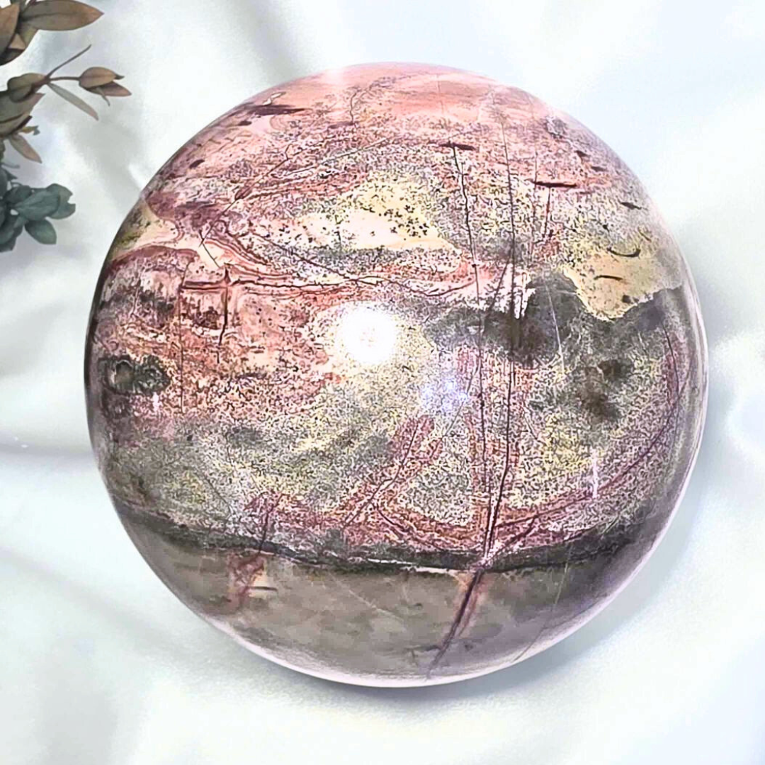 XL Natural Pink Picture Jasper Sphere - 4.91kg