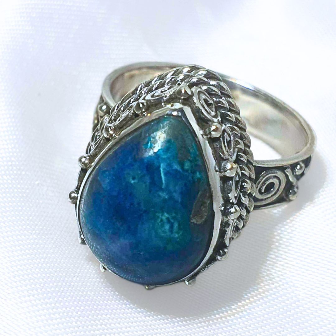 Shattuckite 925 Sterling Silver Ring - Size 7