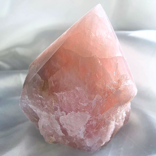 Rose Quartz & Hematite Semi-Polished Cut Base - 292g