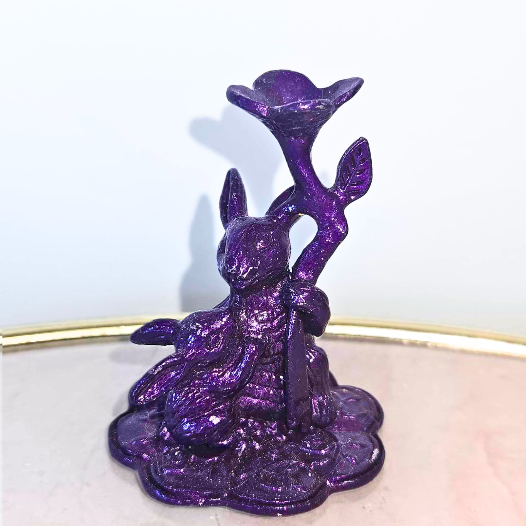 Purple Bunny Rabbit Metal Sphere Stand Holder