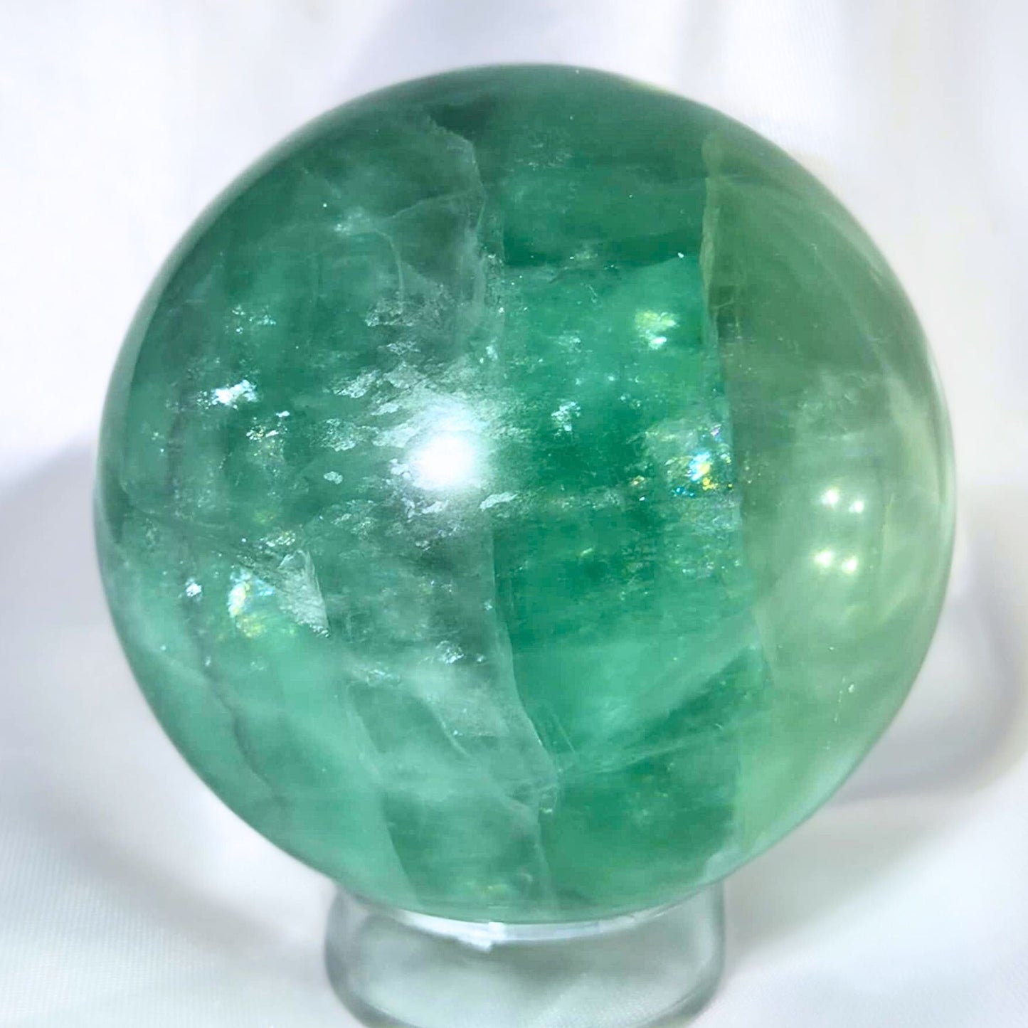 Mint Green Fluorite Crystal Sphere with Rainbows - 405g