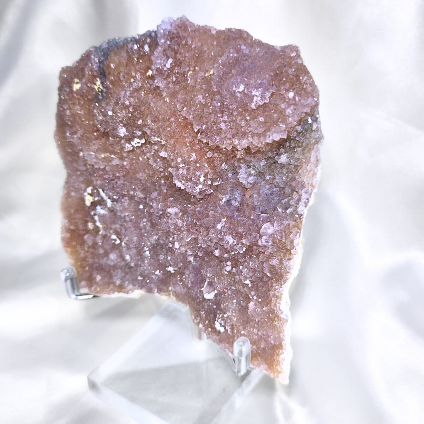 Genuine Flower Amethyst Slab - 10cm - includes holder