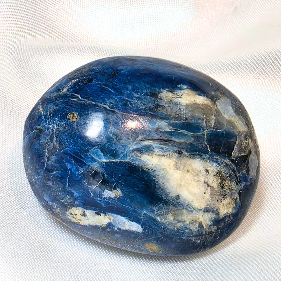 High Grade Dumortierite & Moonstone Small Palmstone