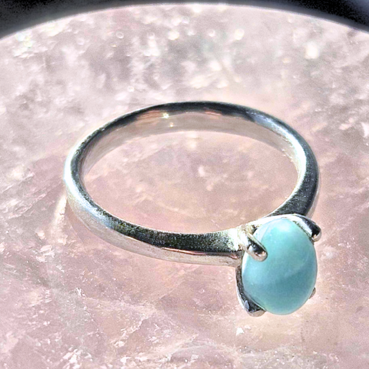 925 Sterling Silver Larimar Dainty Ring - Size 6