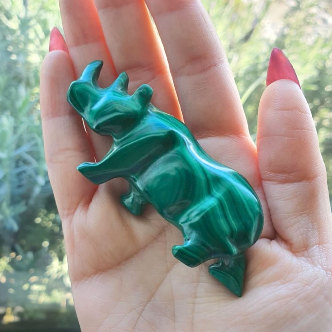 Malachite Rhinoceros Carving