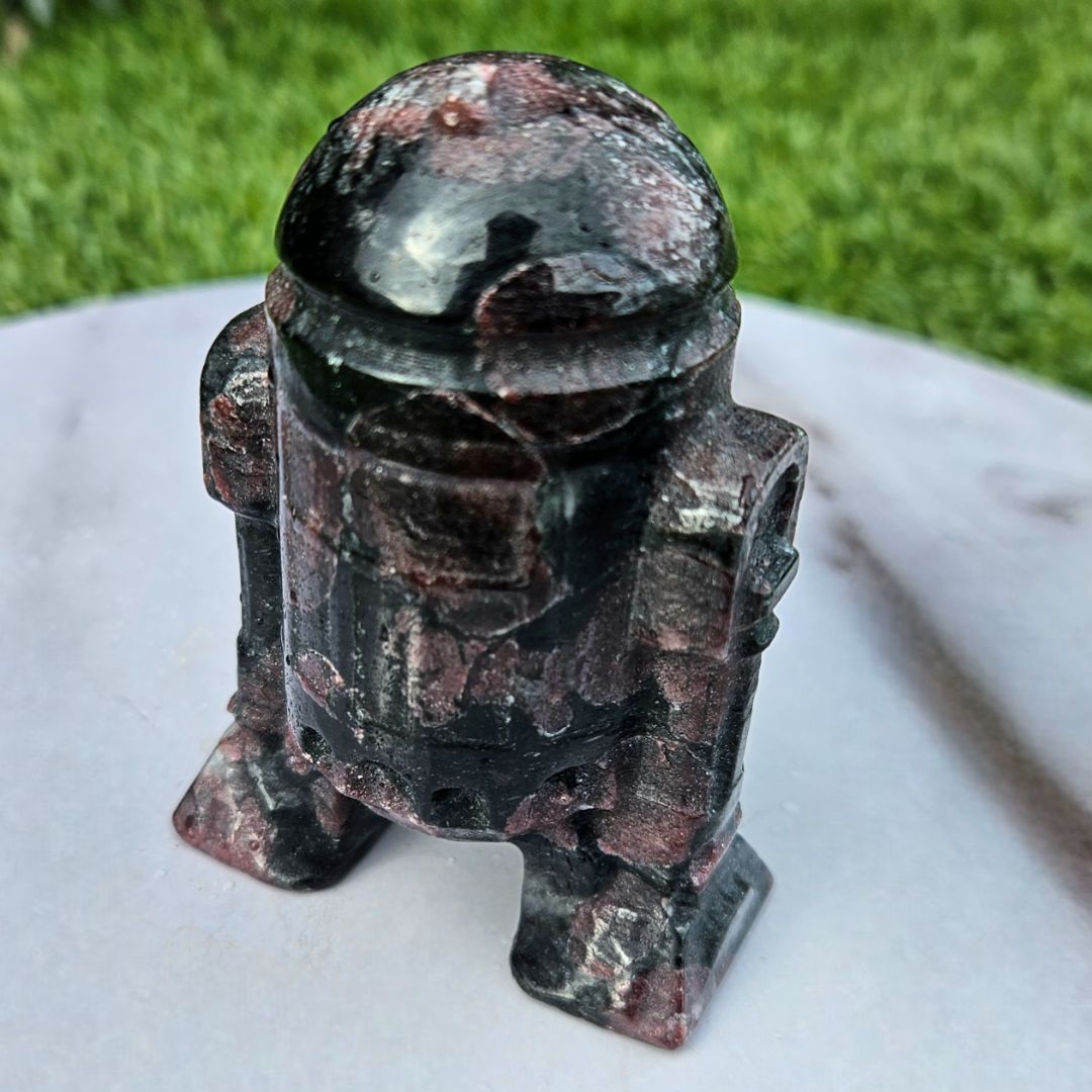 Garnet R2D2 Crystal Carving