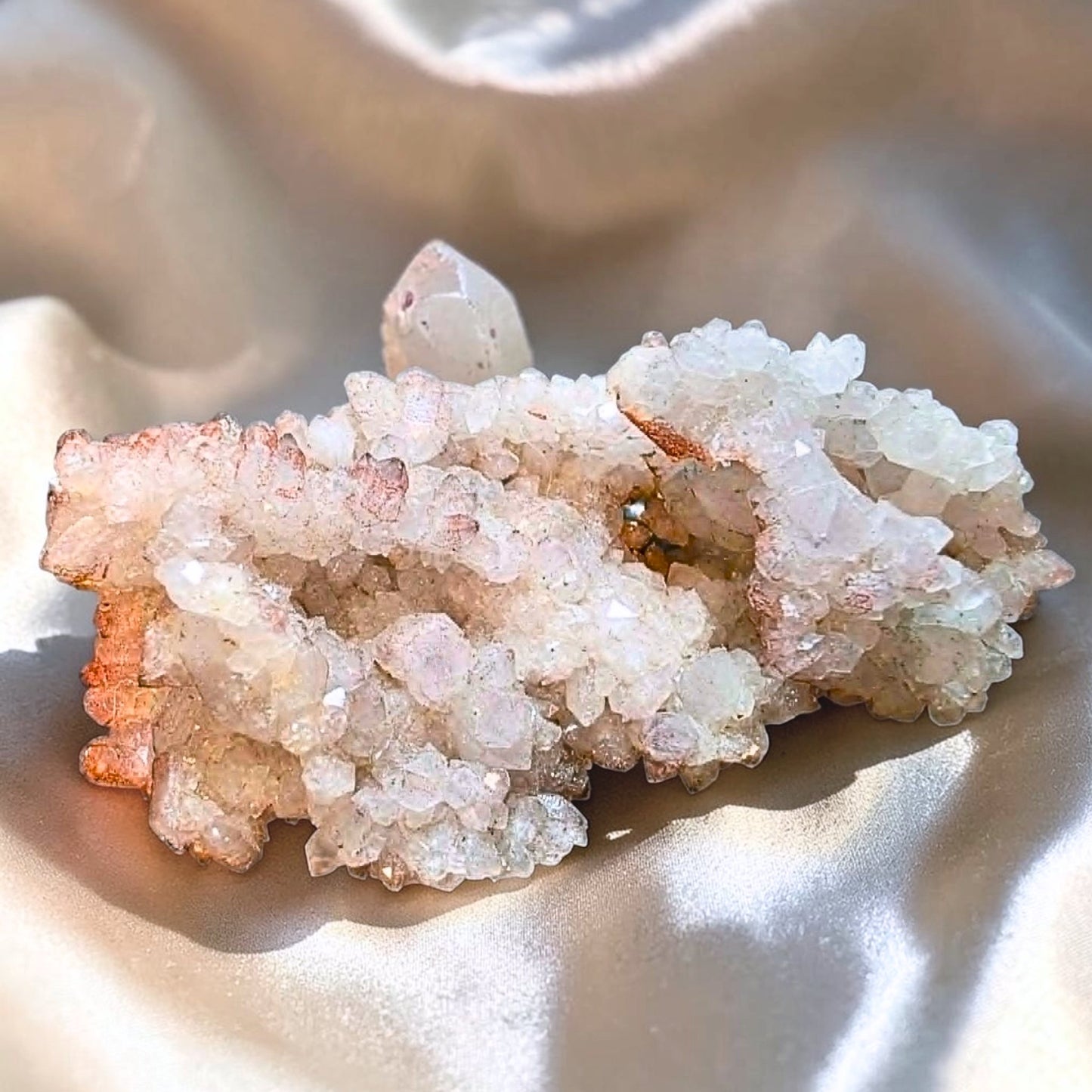 Pink Druzy Chalcedony Quartz Crystal Cluster