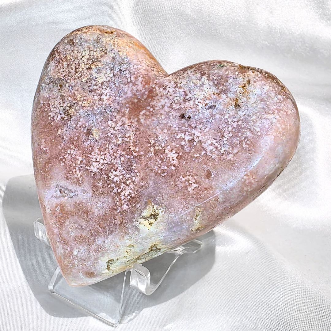 Pink Amethyst Druzy Heart with Stand - 317g - Madagascar