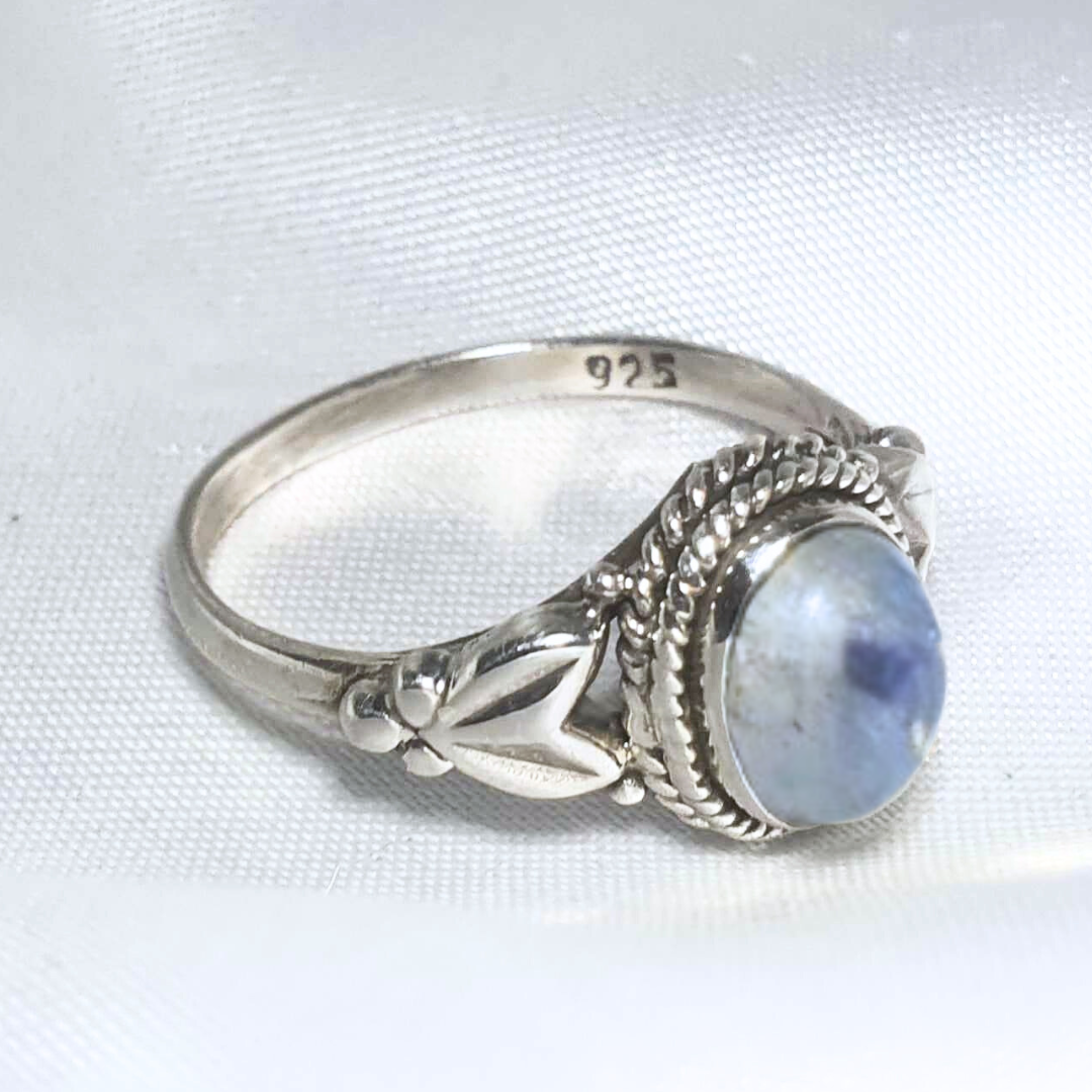 Sterling Silver Rainbow Moonstone Ring - Size 7