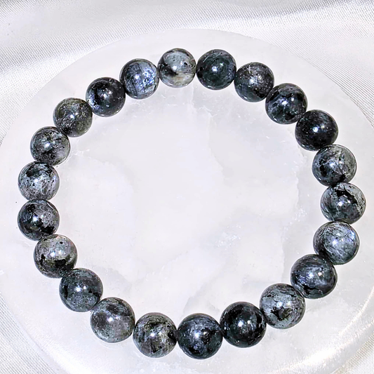 Larvikite 8mm Crystal Bracelet with High Blue Flash