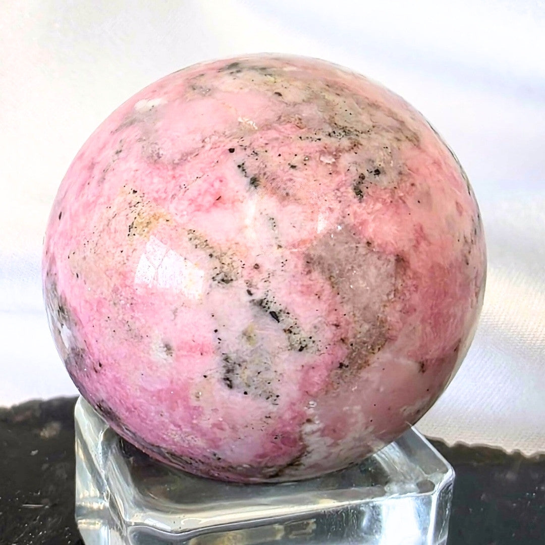 Rare Peruvian Rhodonite Crystal Sphere
