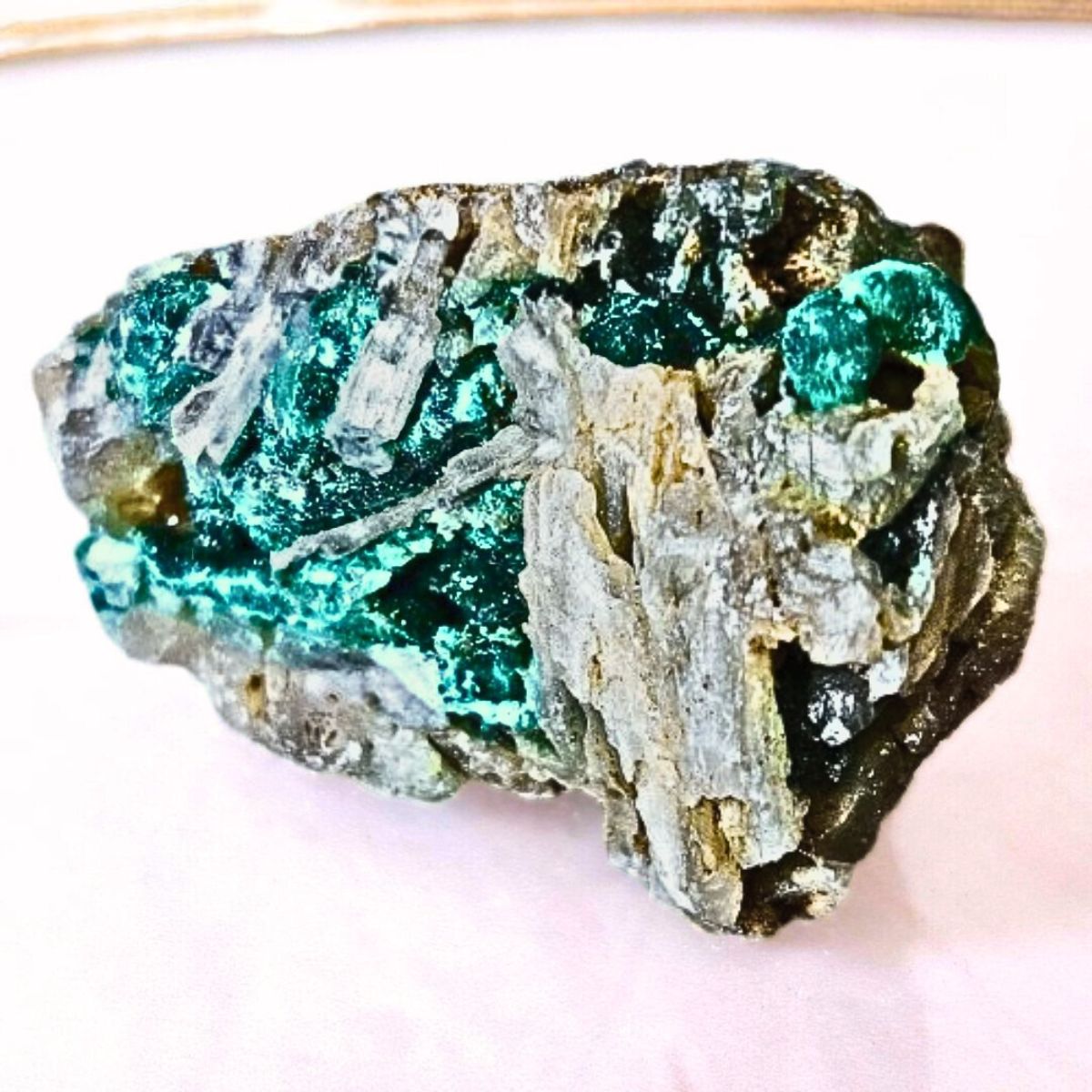 Velvet Malachite on Stilbite Specimen