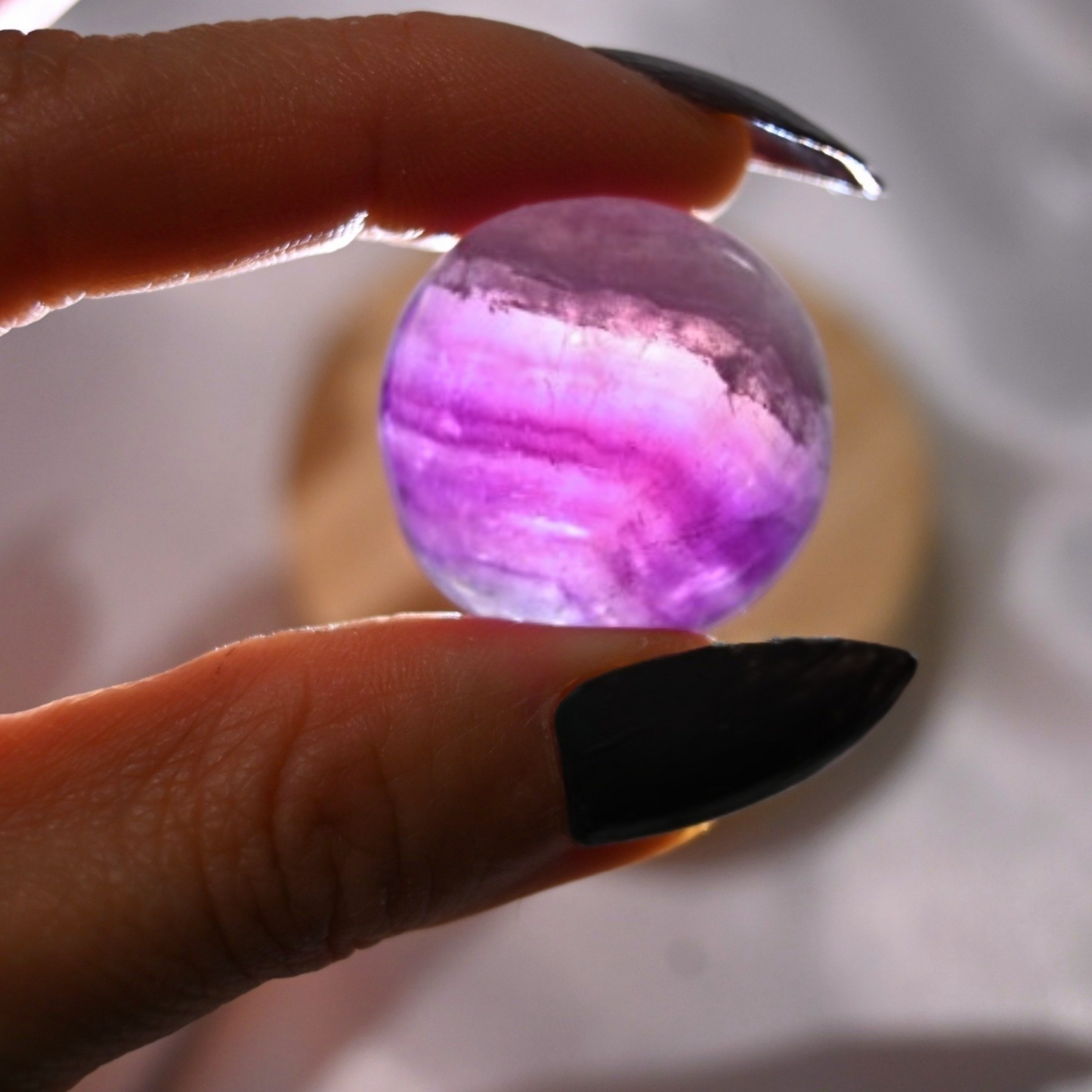 Purple Banded Fluorite Small Spheres with Rainbows