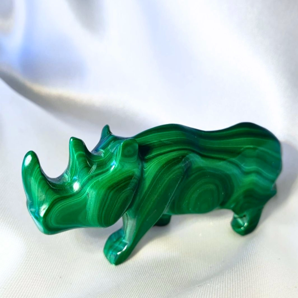 Malachite Rhinoceros Carving