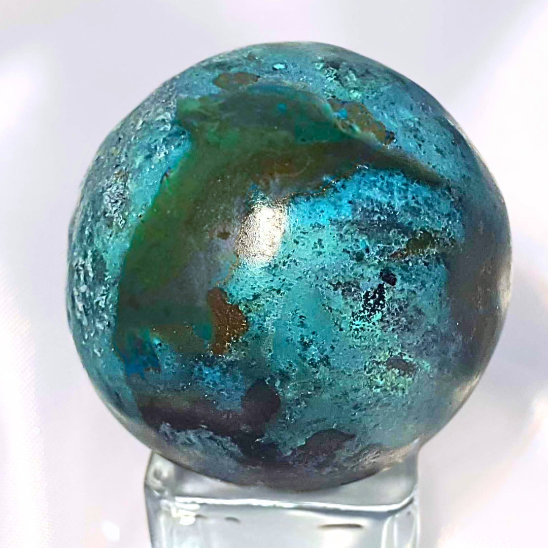 Very Rare Shattuckite Sphere - includes holder