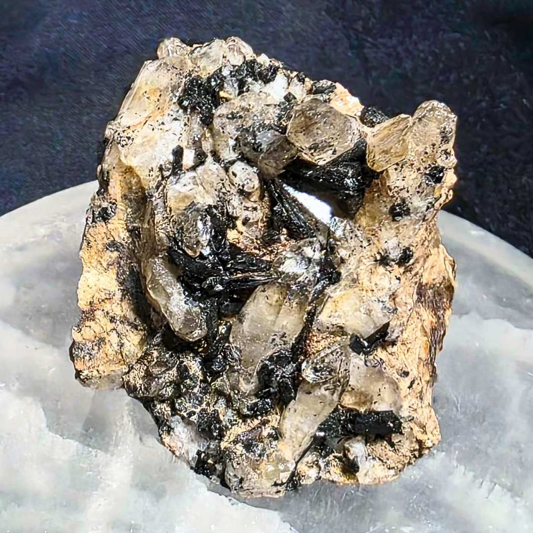 Green Aegirine with Smoky Quartz on Orthoclase Cluster - Malawi
