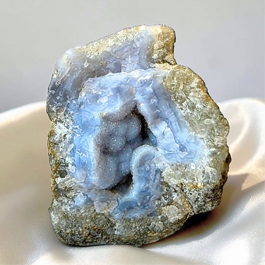 Druzy Botryoidal Blue Lace Agate with Mica Cluster