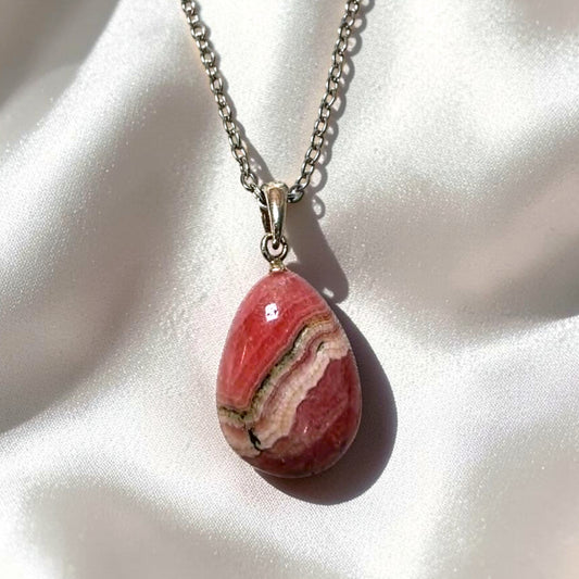 Rhodochrosite Sterling Silver Nugget Necklace