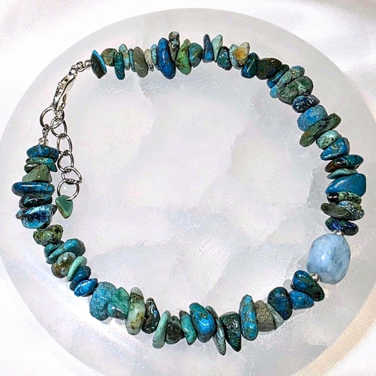 Chrysocolla with Larimar Crystal Bracelet
