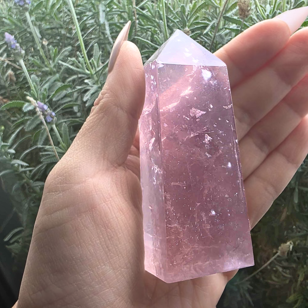 Pink-Purple Banded Fluorite Crystal Tower