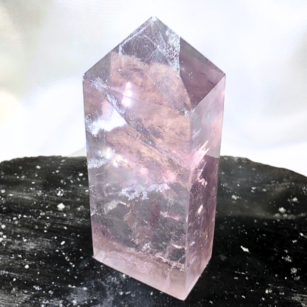Pink-Purple Banded Fluorite Crystal Tower