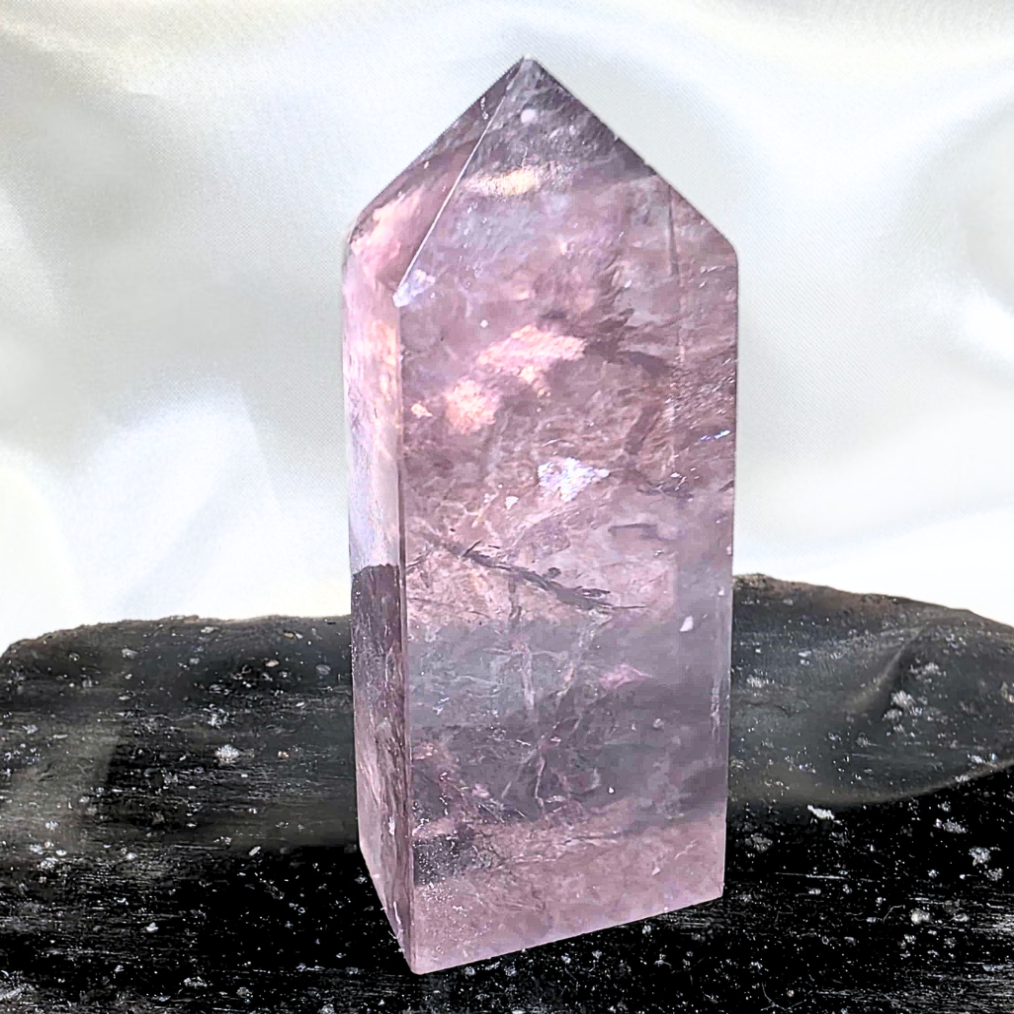 Pink-Purple Banded Fluorite Crystal Tower