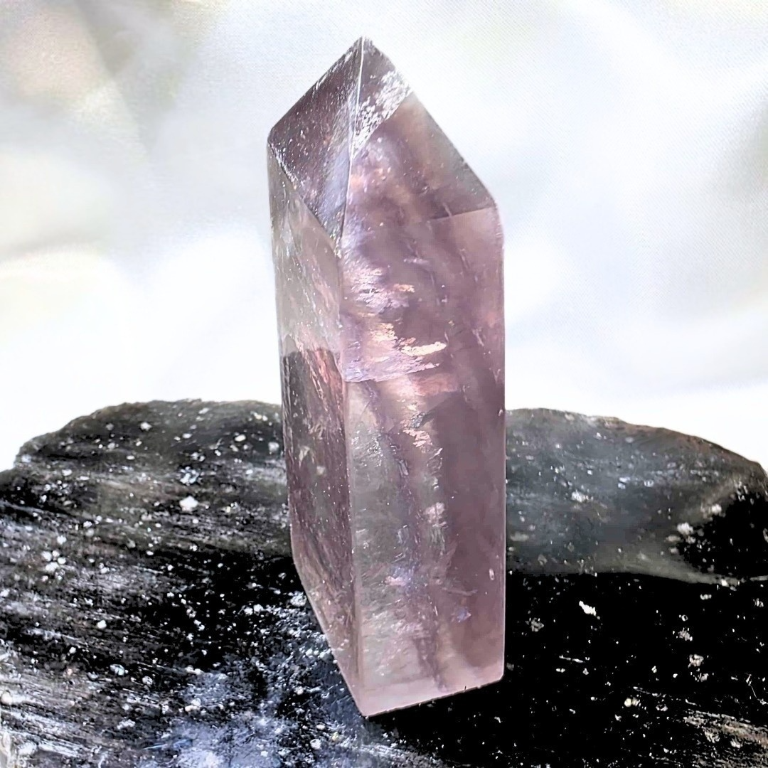 Pink-Purple Banded Fluorite Crystal Tower
