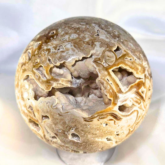 Large High Grade Chocolate Calcite (Brown Aragonite) Sphere - 7.3cm