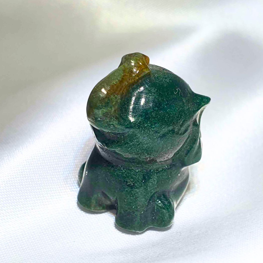 Moss Agate Small Elephant Carving