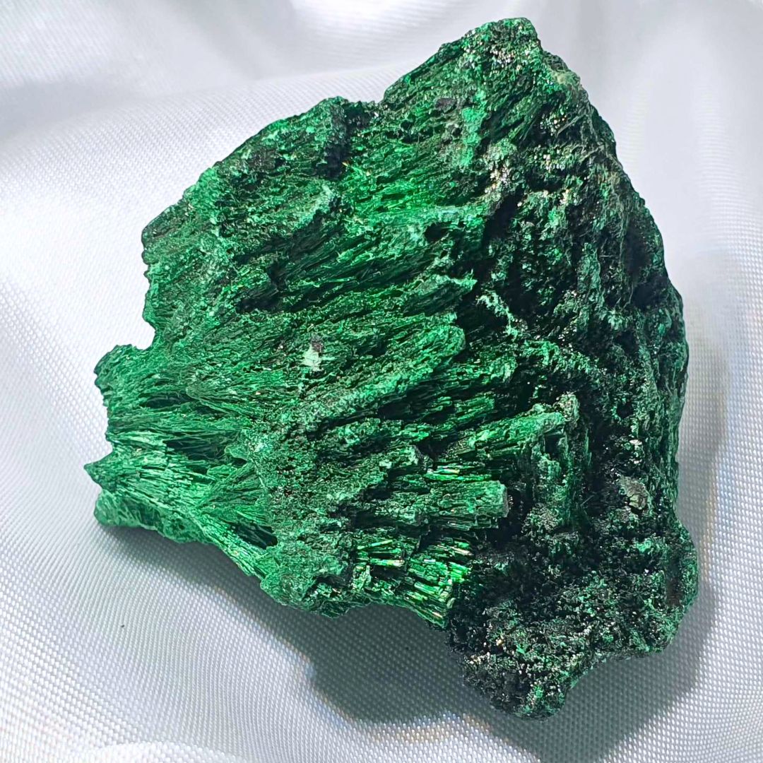 High Grade Fibrous Malachite Cluster with High Shimmer