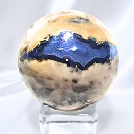 Volcano Agate Sphere with Dendrites - UV reactive