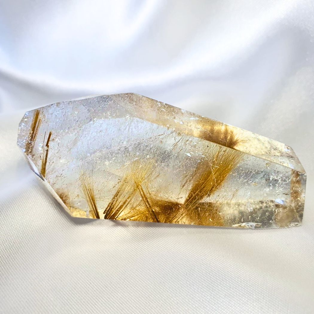 Extra Grade Golden Rutilated Quartz Free Form with Rainbows