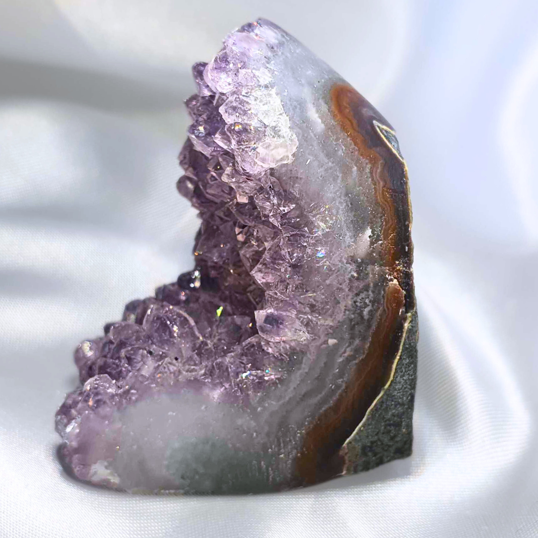 Amethyst with Banded Agate Small Cut Base