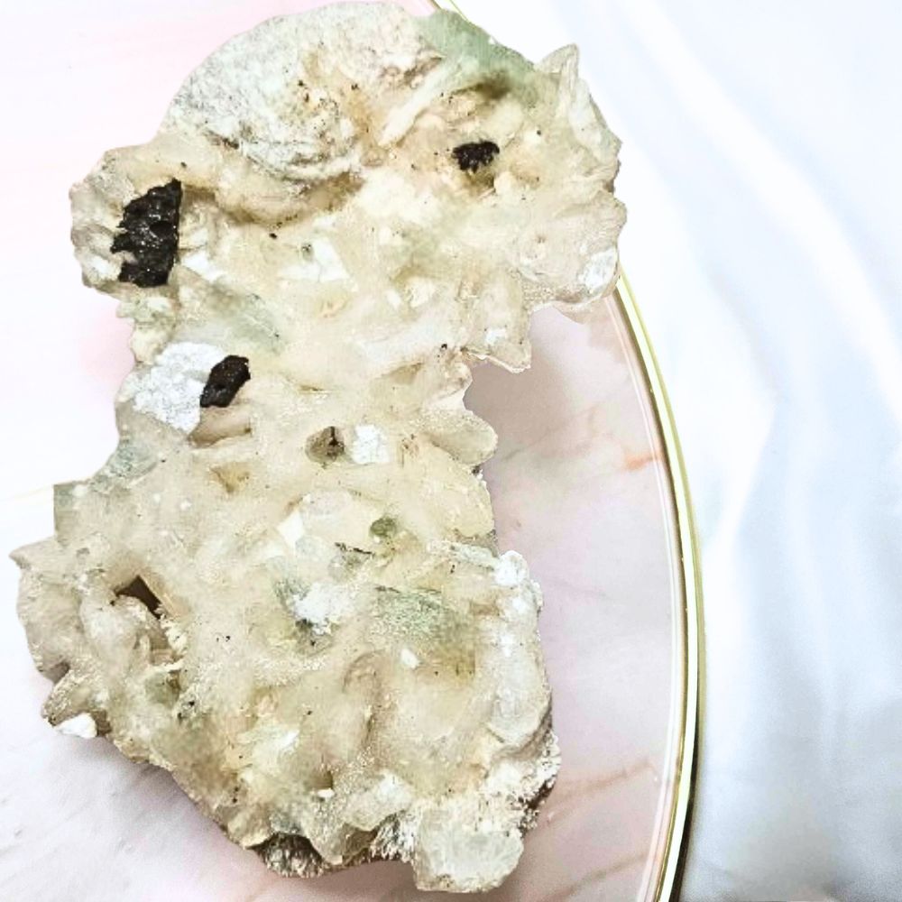 Extra Large Green Apophyllite with Stilbite & White Zeolite Crystal Cluster - 462g