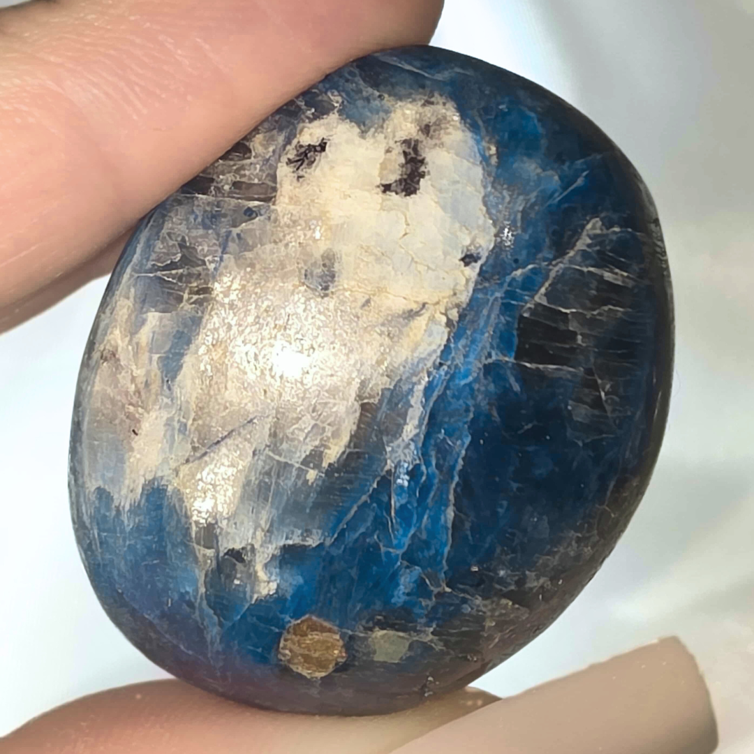 High Grade Dumortierite & Moonstone Small Palmstone