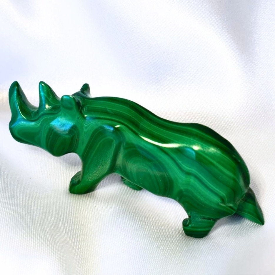 Malachite Rhinoceros Carving