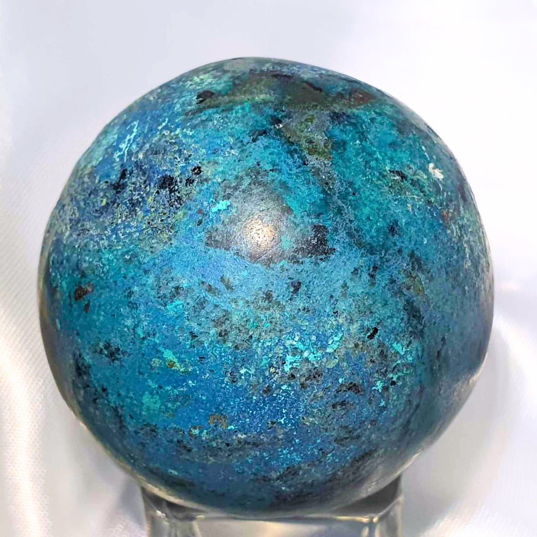 Very Rare Shattuckite Sphere - includes holder