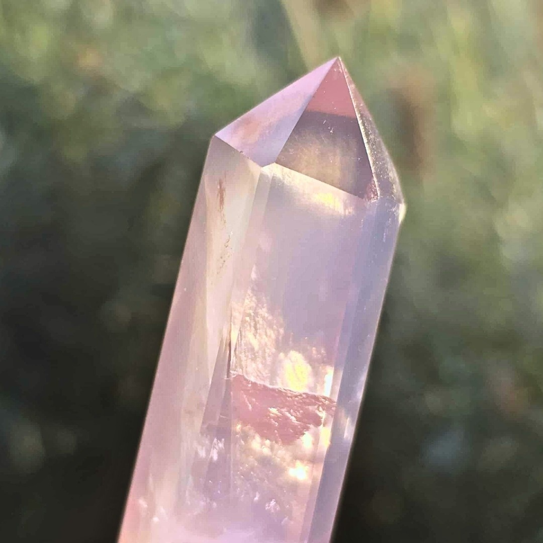 Rose Quartz Double Point Wand with Phantoms