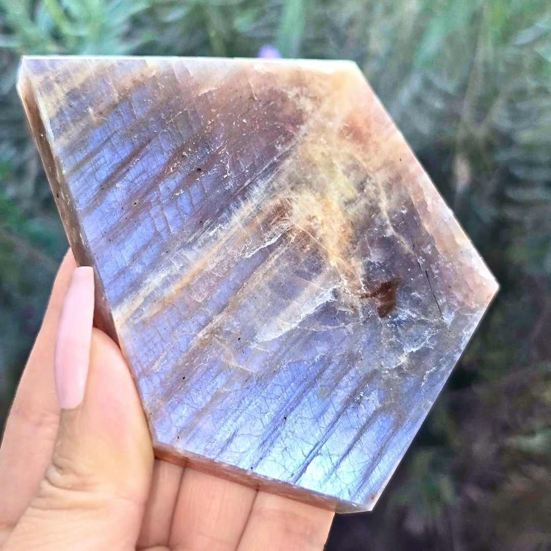 High Grade Blue Moonstone Slab - includes holder