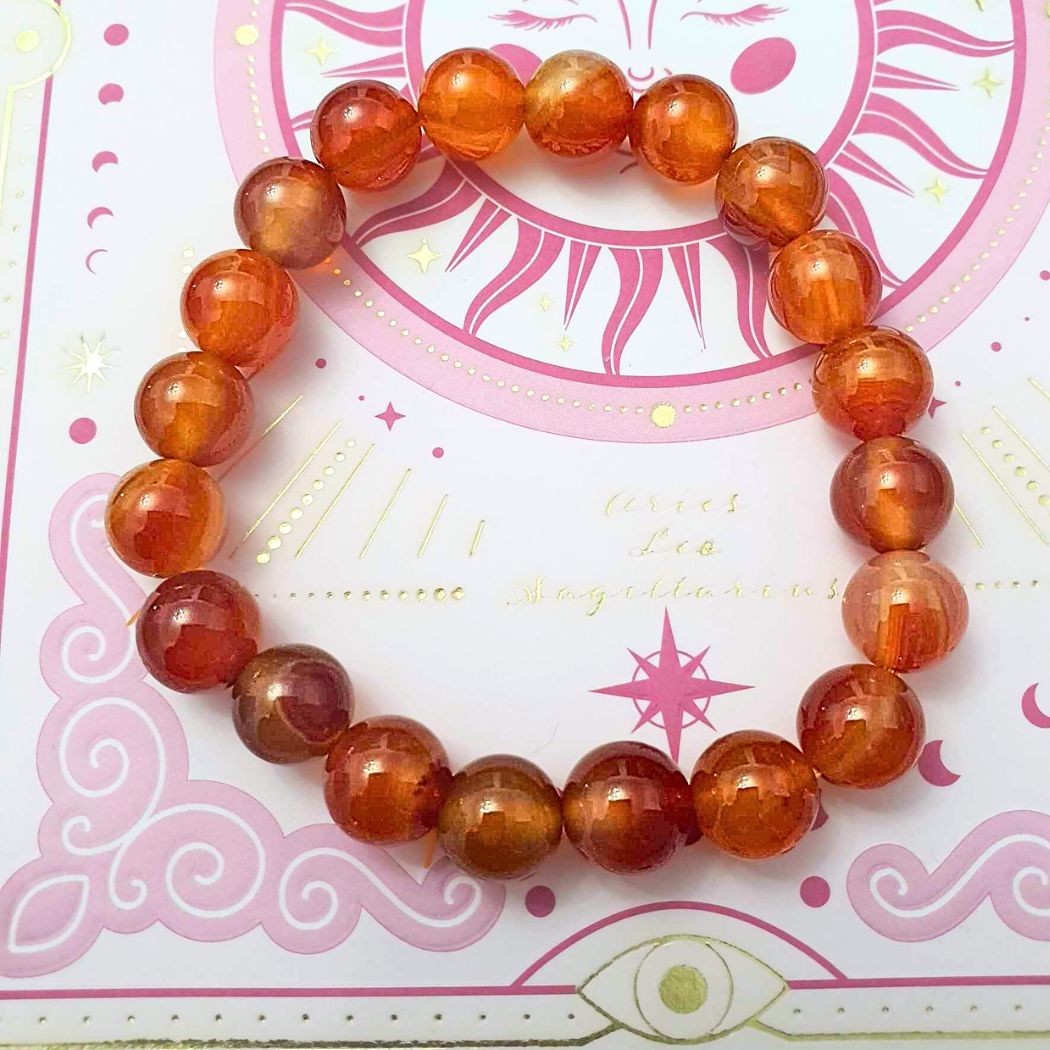 High Grade Carnelian Crystal 9mm Bead Bracelet