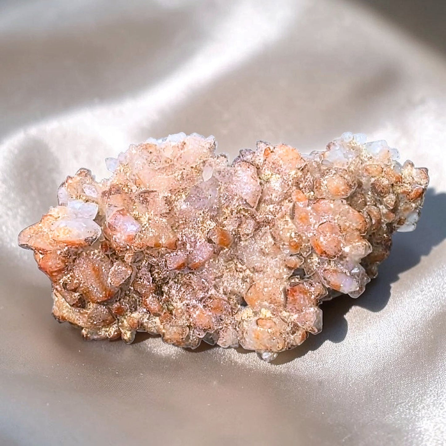 Pink Druzy Chalcedony Quartz Crystal Cluster