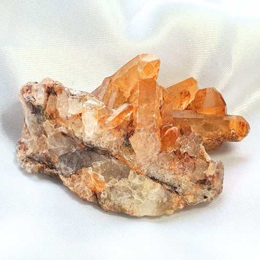 Natural Tangerine (Hematite) Quartz Cluster from Brazil