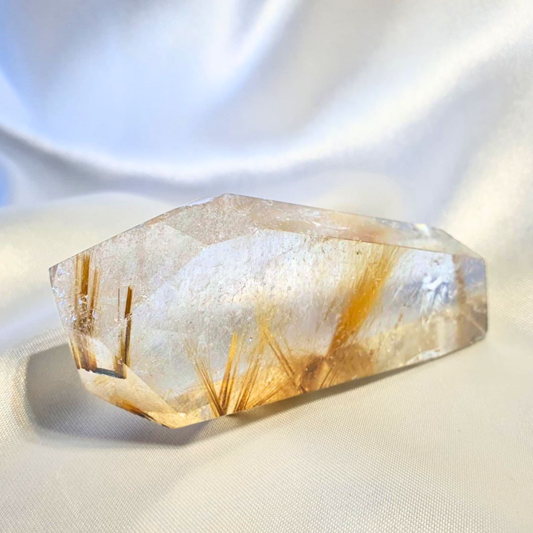 Extra Grade Golden Rutilated Quartz Free Form with Rainbows