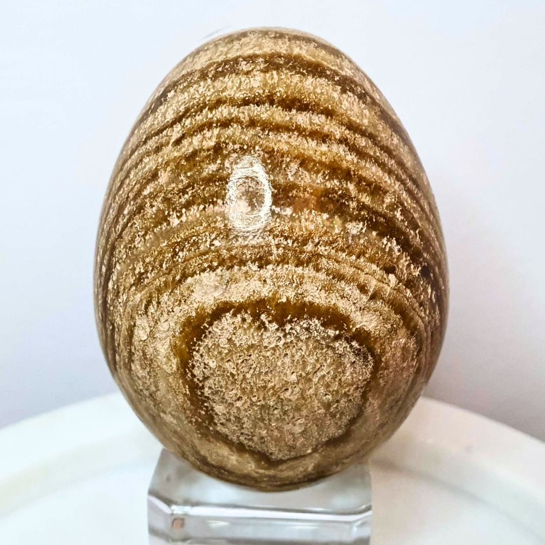 Chocolate Calcite (Brown Aragonite) Crystal Egg - Swirl Pattern