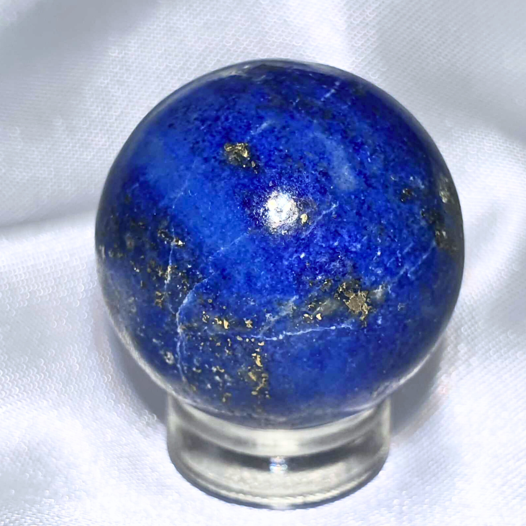 Natural Lapis Lazuli with Pyrite Small Sphere - includes stand